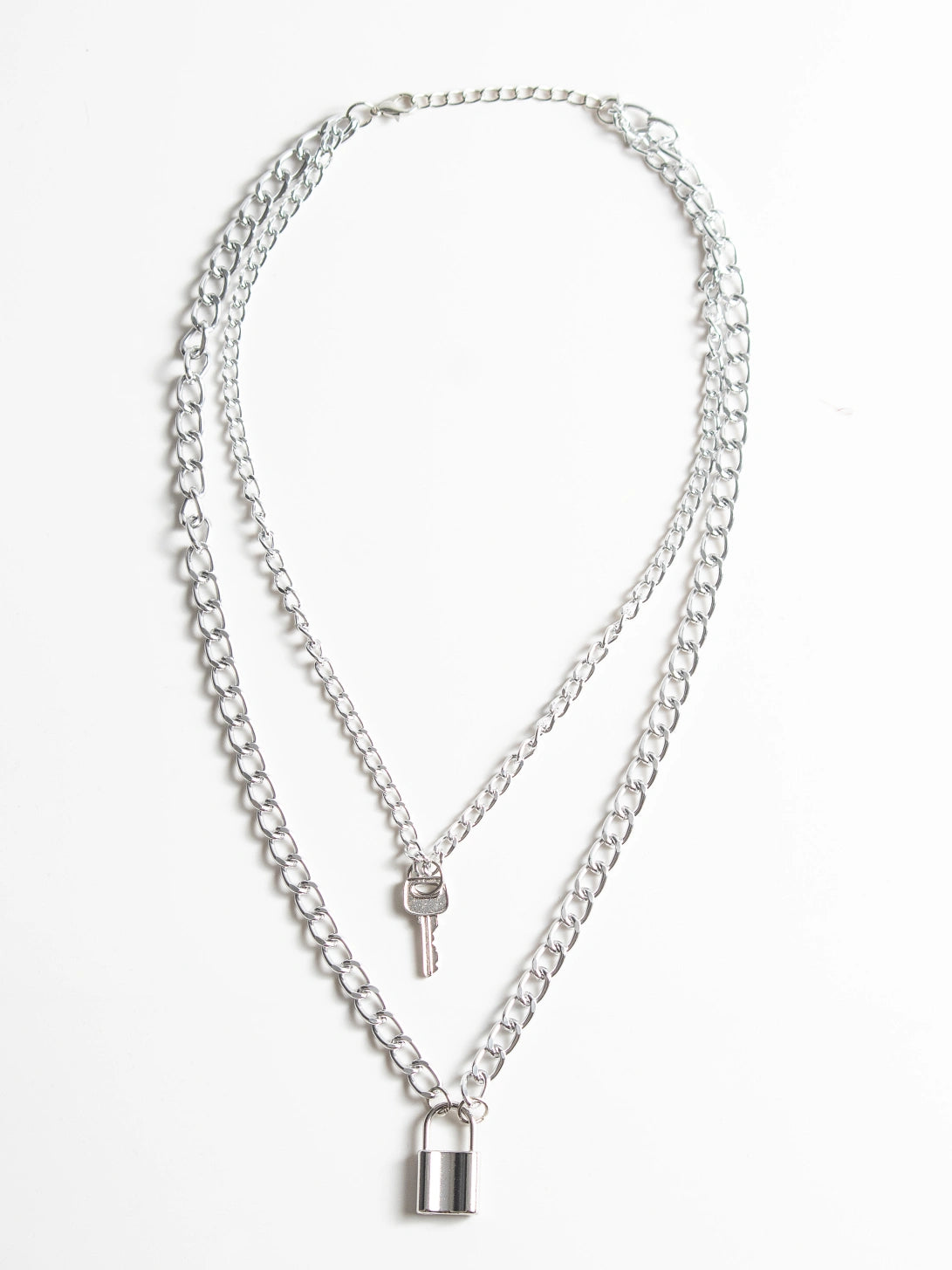 2 Piece Silver Toned Y2k Chains for Men and Women