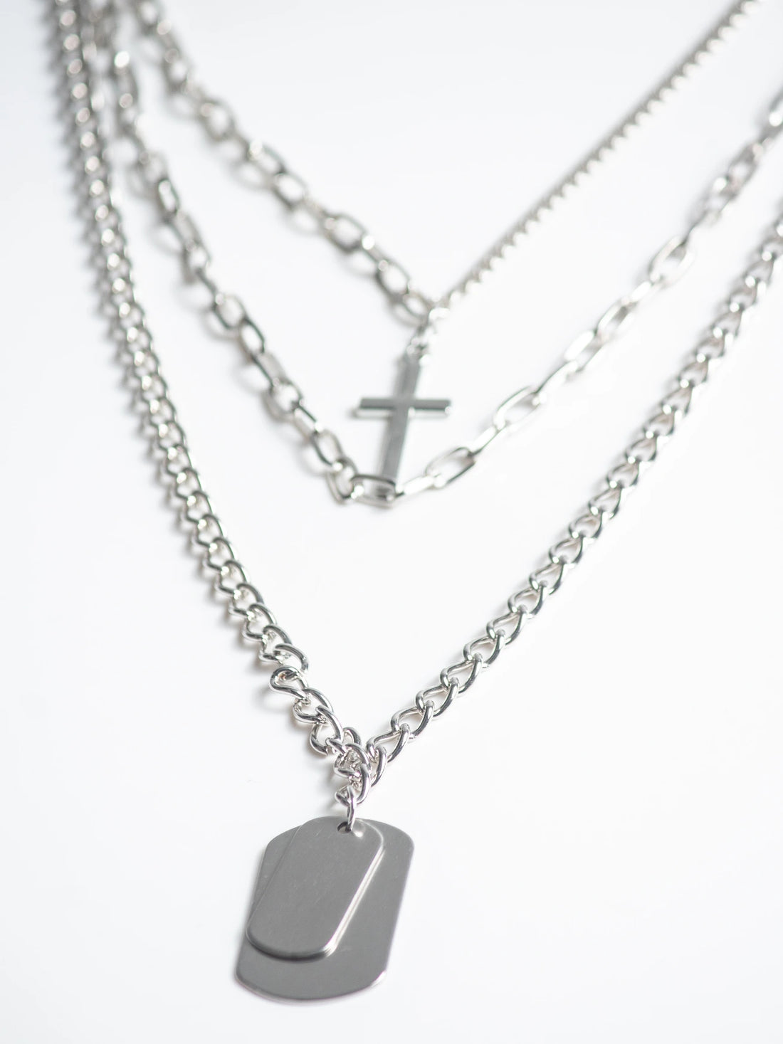 Chunky 3 Pieces Silver Toned Y2k Chains for Men and Women