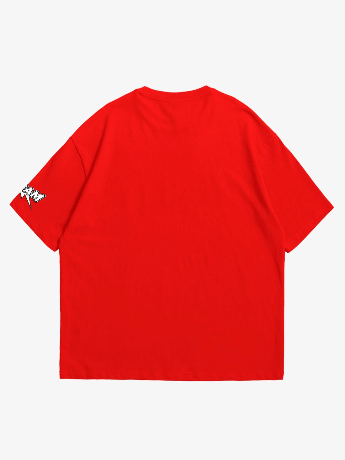 red oversized t-shirt, graphic y2k print, skream streetwear t-shirt
