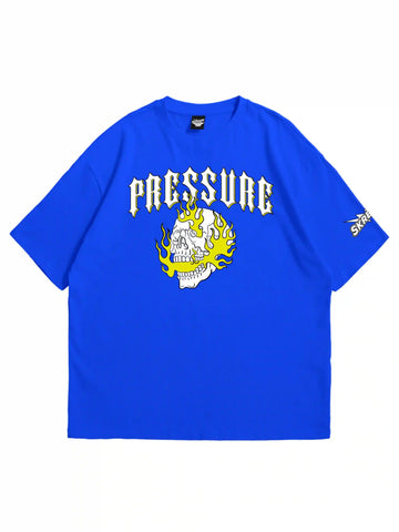 blue oversized t-shirt, graphic y2k print, skream streetwear t-shirt