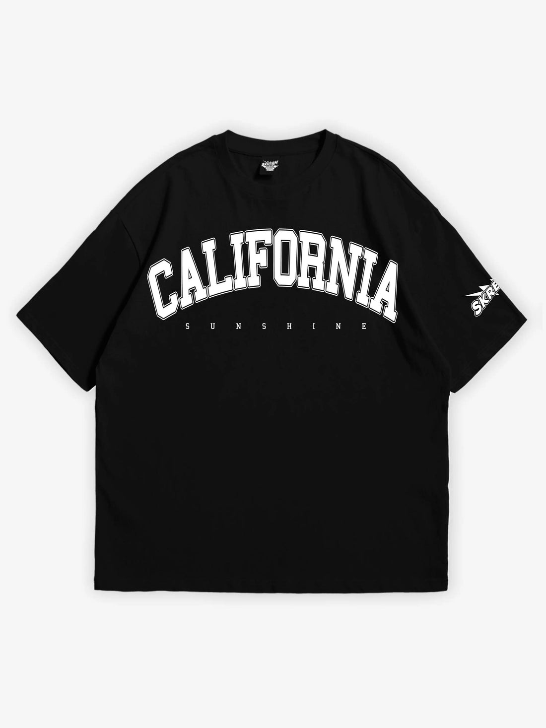 Black oversized tshirt, california sunshine y2k graphic print, y2k stylish, skream tshirt
