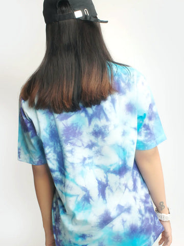 Tie and dye tshirt, navy blue print, y2k stylish, skream tshirt