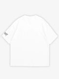 white oversized t-shirt, risky brisky graphic y2k print, skream streetwear t-shirt