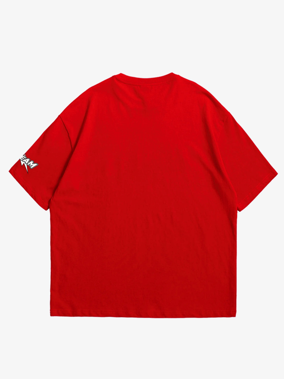 red oversized t-shirt, graphic y2k print, skream streetwear t-shirt