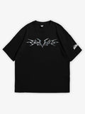 Black oversized t-shirt, savage band metal y2k print, skream streetwear t-shirt