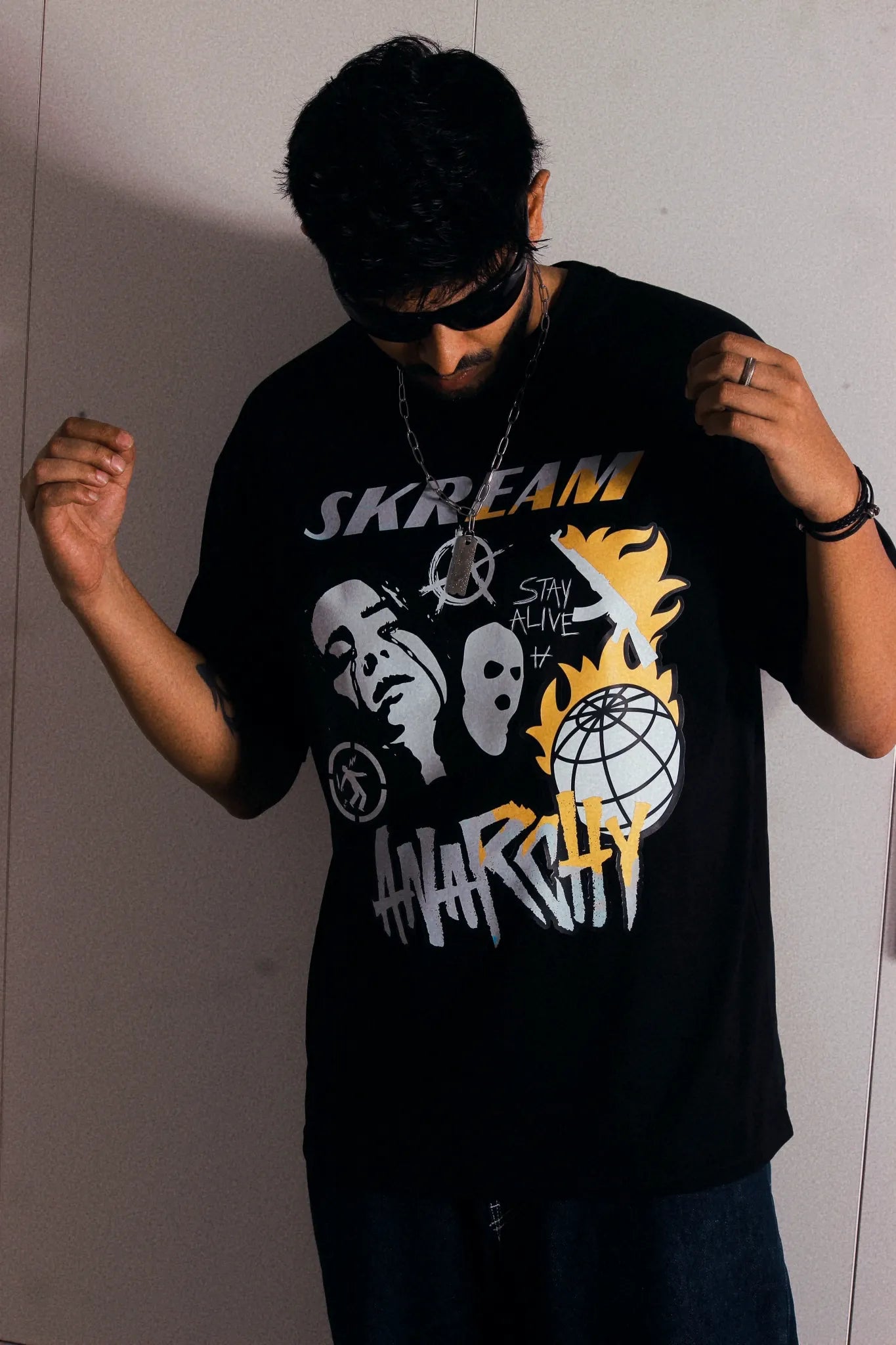 Sénégal Impression Photo Tee Shirt Anarchy Aesthetic Black