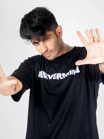 Black oversized T-shirt, Nevermind nirvana rock music band graphic y2k print, skream streetwear t-shirt