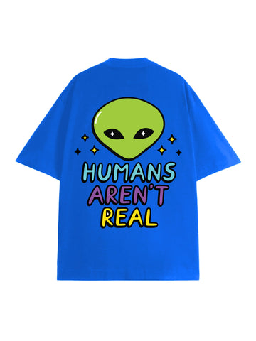 Humans aren't real White Oversized T-shirt
