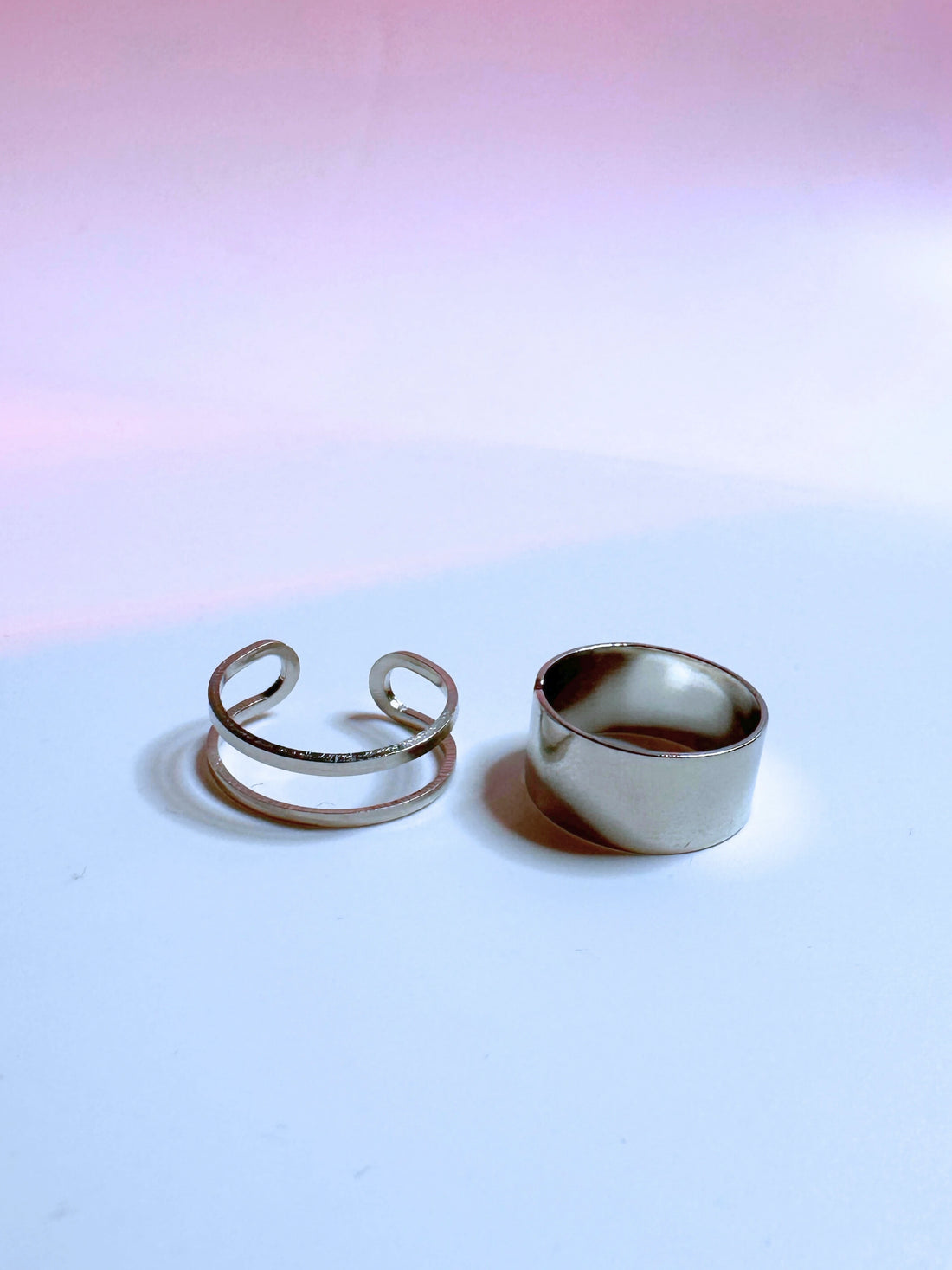 Set of 2 Silver Plated Rings for Men