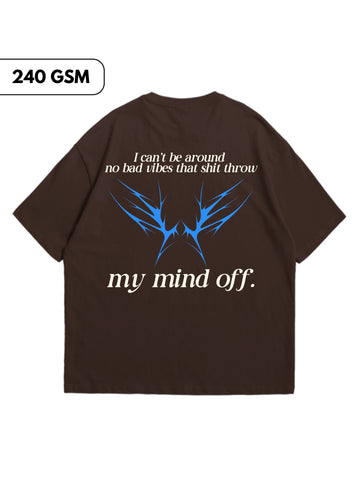 No Bad Vibes Heavy-Weight Brown Oversized T-shirt