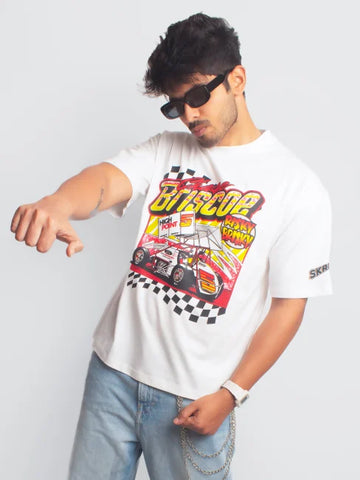 Risky brisky Motorsport White Oversized T-shirt