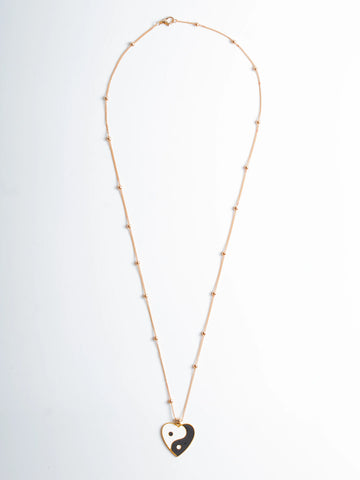 Ying Yang Heart Shaped Y2k Pendant with Long Chain for Women