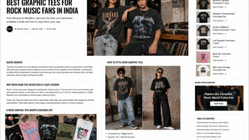 Two people styling oversized rock-inspired graphic T-shirts with relaxed streetwear outfits