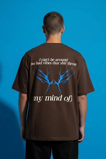 No Bad Vibes Heavy-Weight Brown Oversized T-shirt