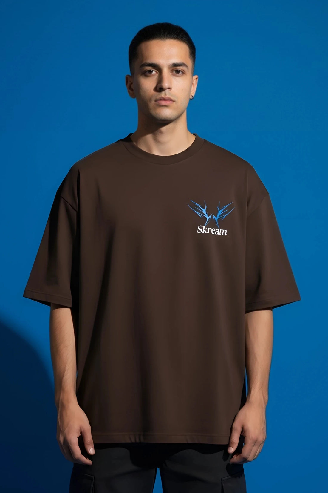 No Bad Vibes Heavy-Weight Brown Oversized T-shirt