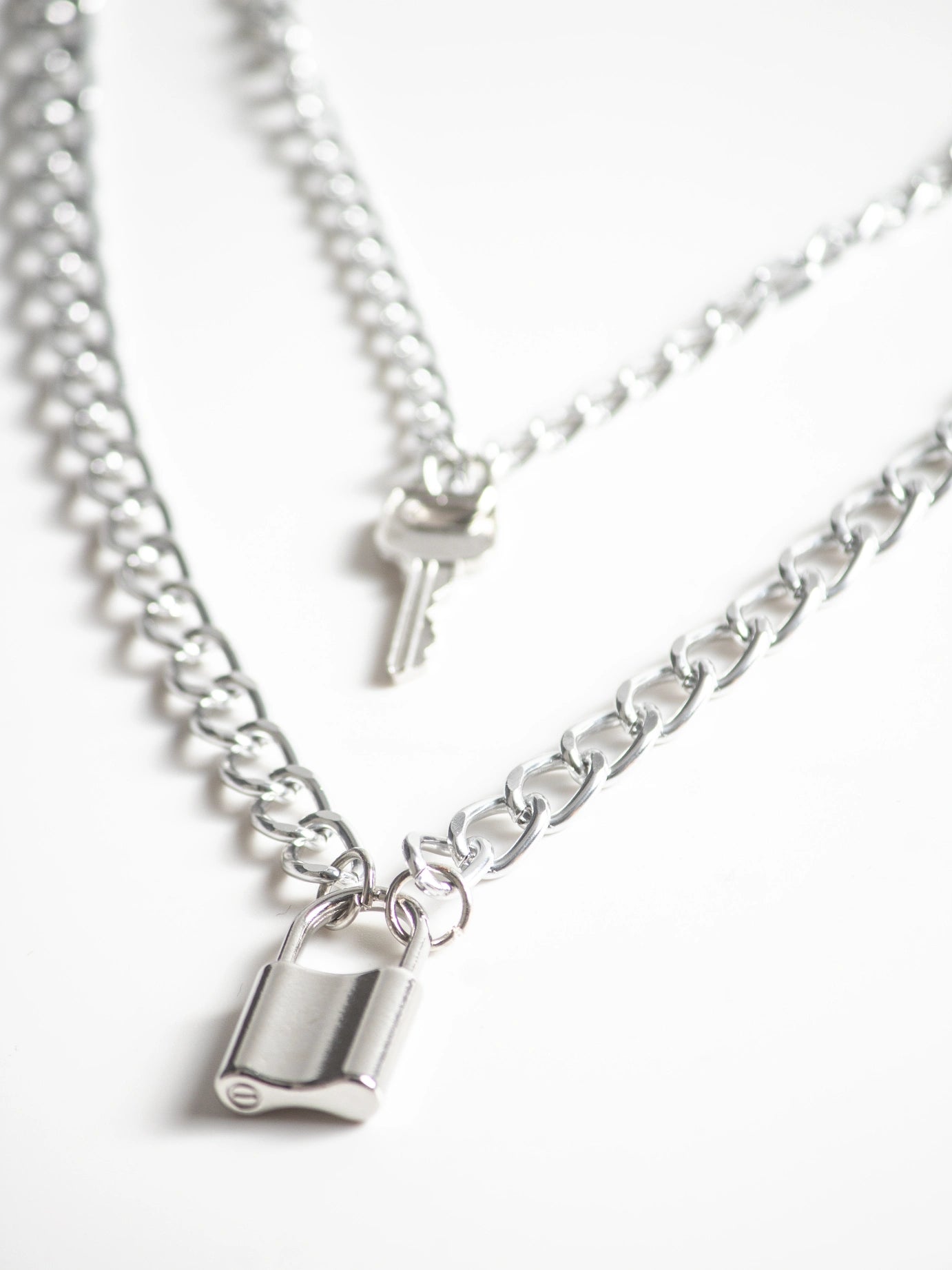 2 Piece Silver Toned Y2k Chains for Men and Women