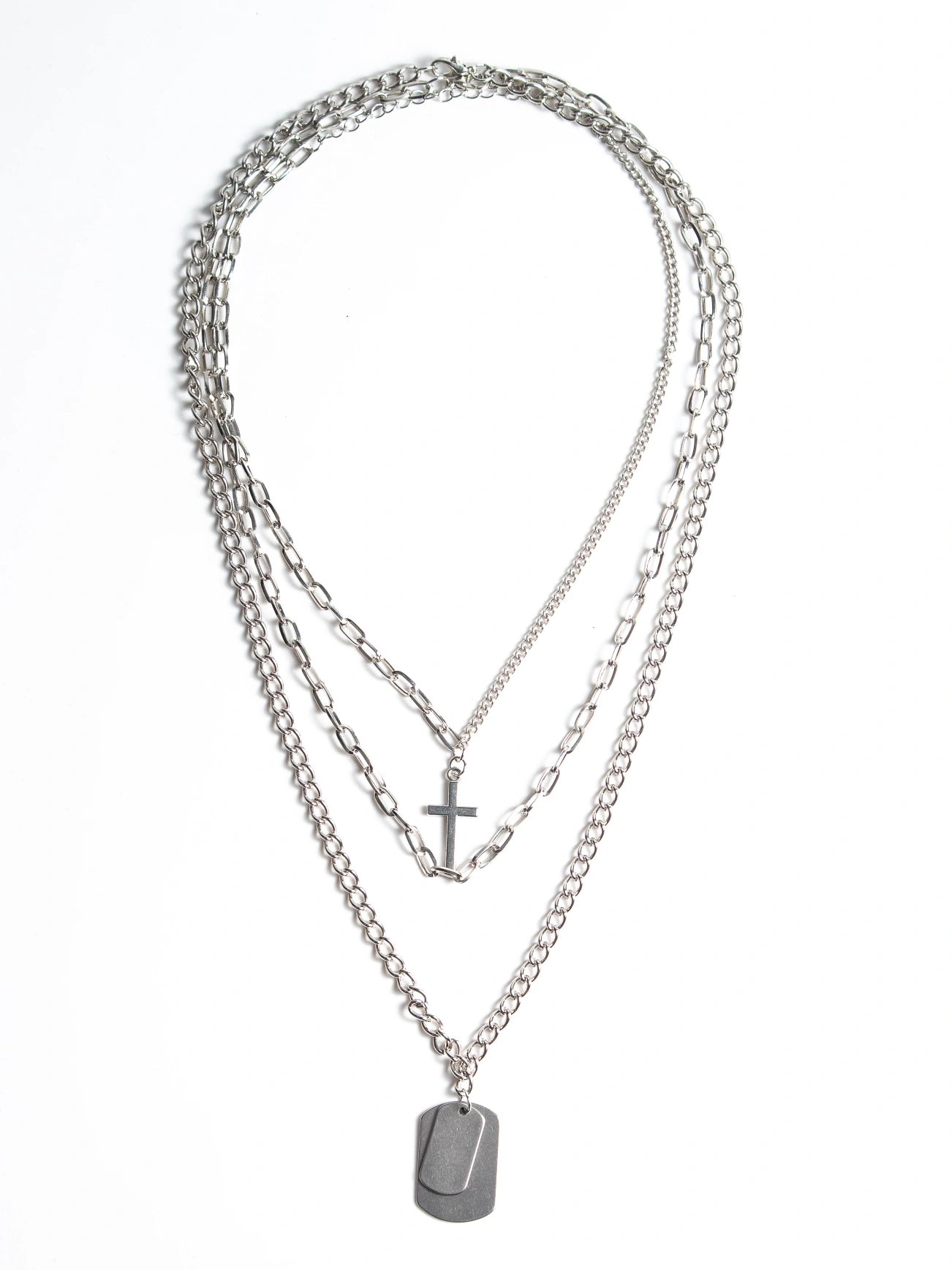 Chunky 3 Pieces Silver Toned Y2k Chains for Men and Women