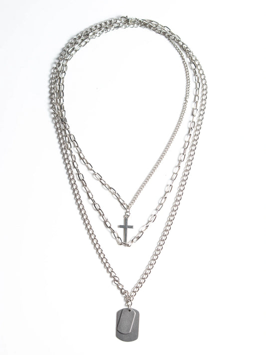 Chunky 3 Pieces Silver Toned Y2k Chains for Men and Women