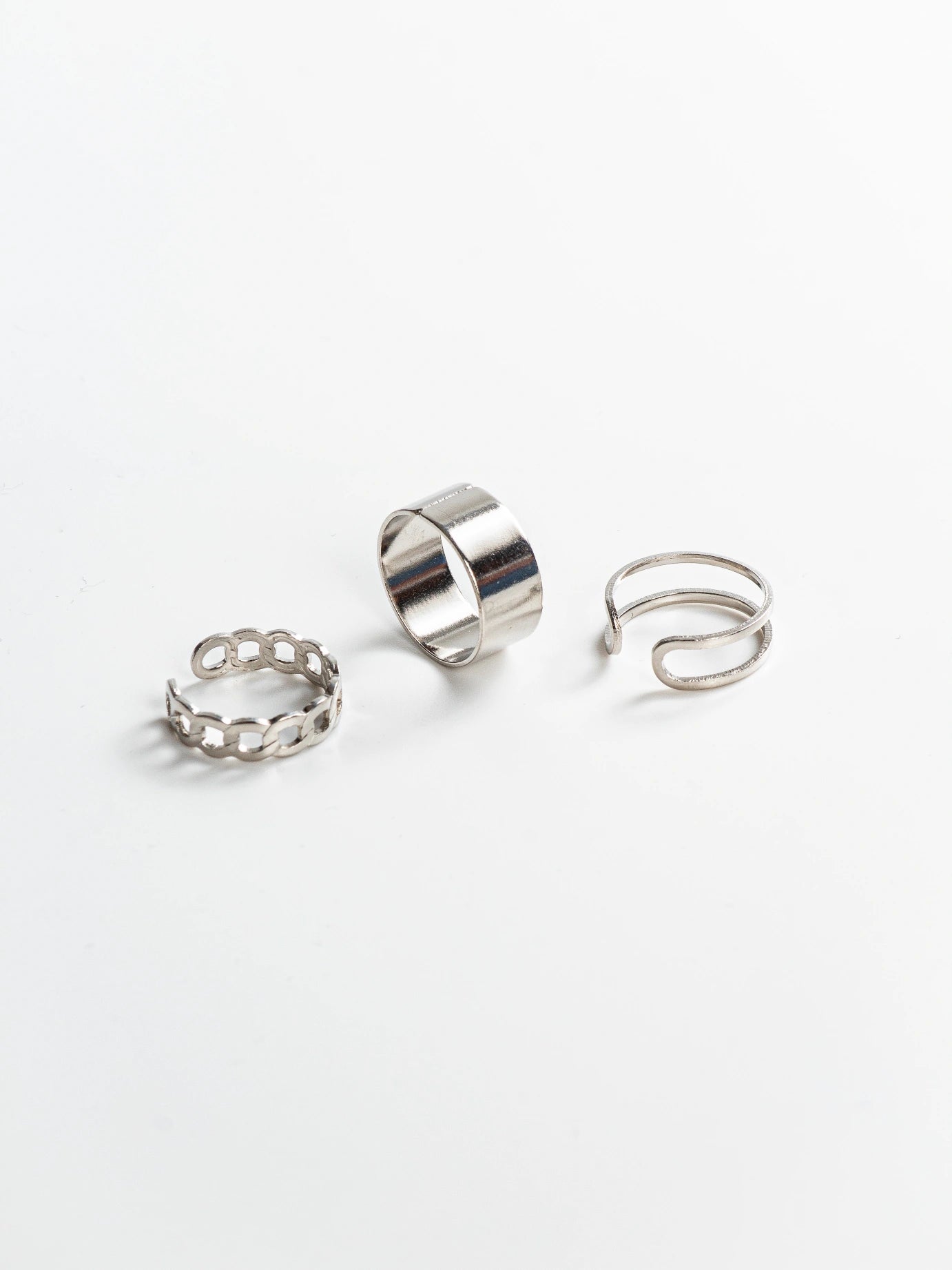 3 Pieces Y2K Silver Ring Set for Men and Women