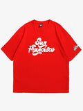 red oversized t-shirt, graphic y2k print, skream streetwear t-shirt