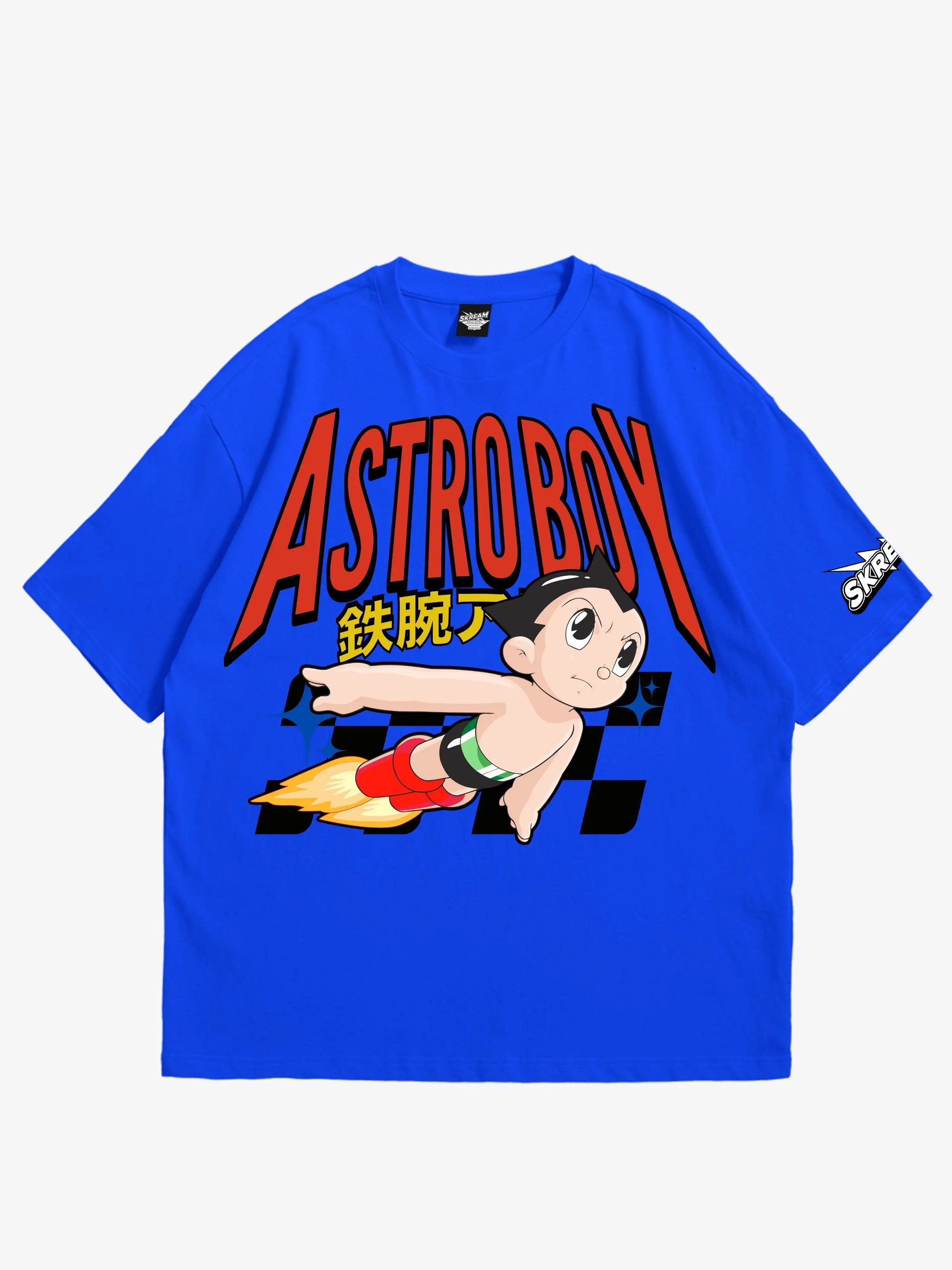 Blue oversized T-shirt, Astroboy anime graphic y2k print, skream streetwear t-shirt 