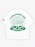 white oversized t-shirt, treat people with kindness graphic y2k print, skream streetwear t-shirt