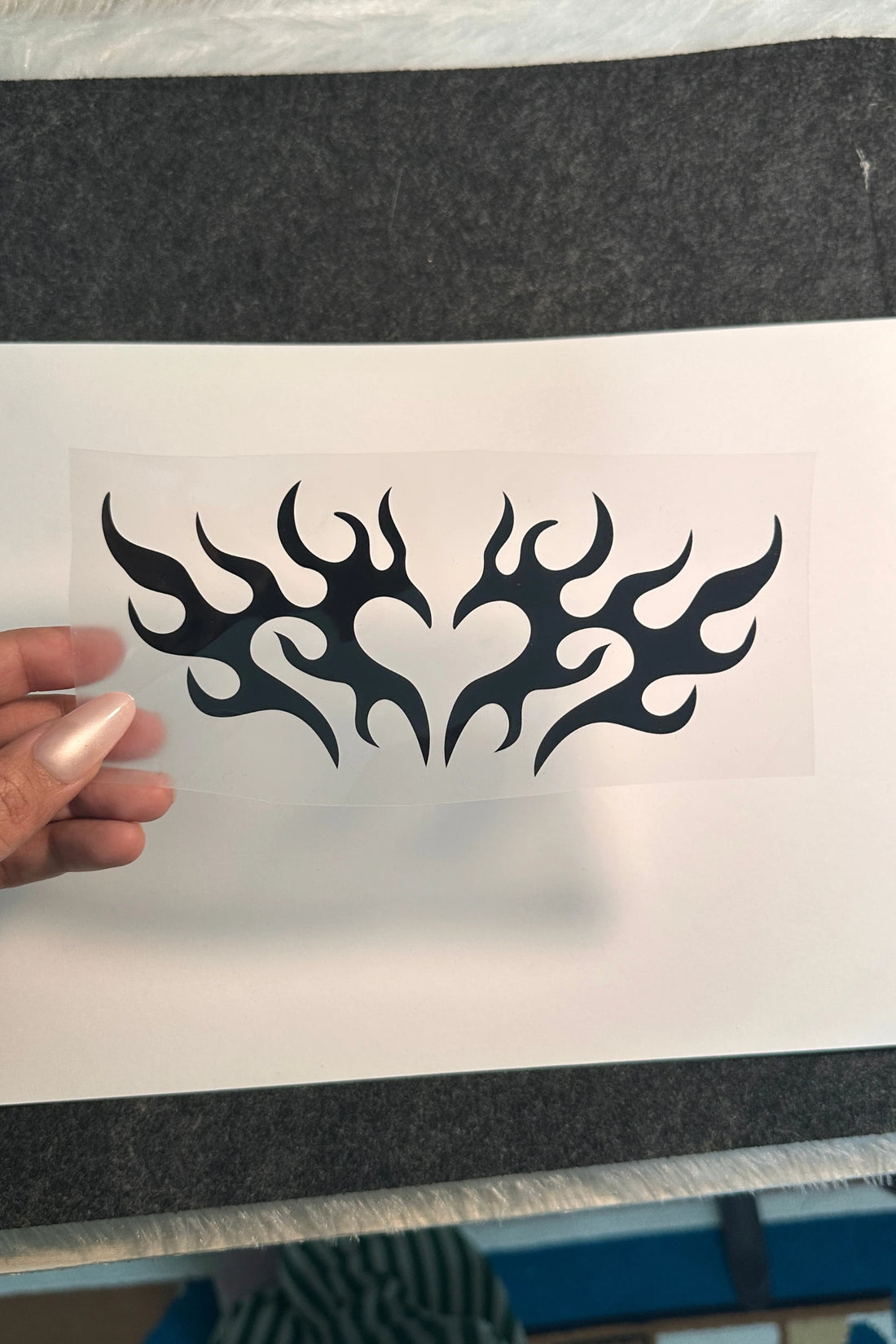 Black Y2K Fire Heart K-Pop Inspired Iron-On Patch | SKREAM®