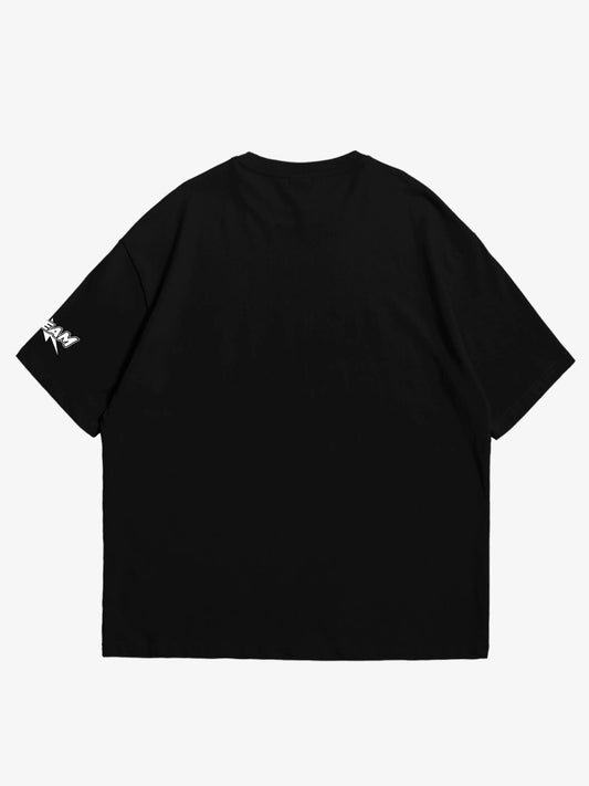 Black oversized T-shirt, california y2k print, skream streetwear t-shirt 