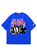 Blue oversized T-shirt, Black sabbath rock music y2k print, skream streetwear t-shirt 