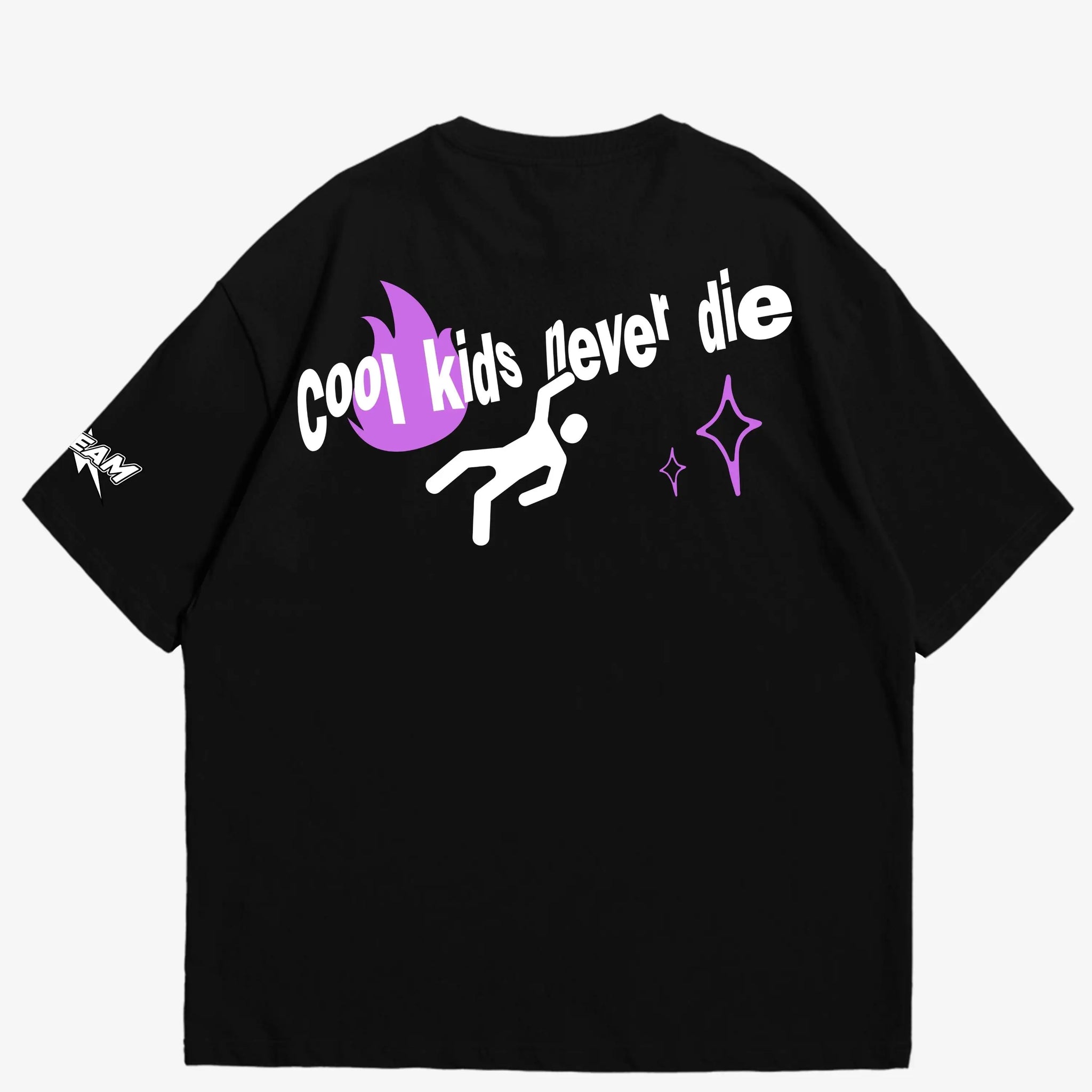 Black oversized T-shirt, cool kids y2k print, skream streetwear t-shirt 