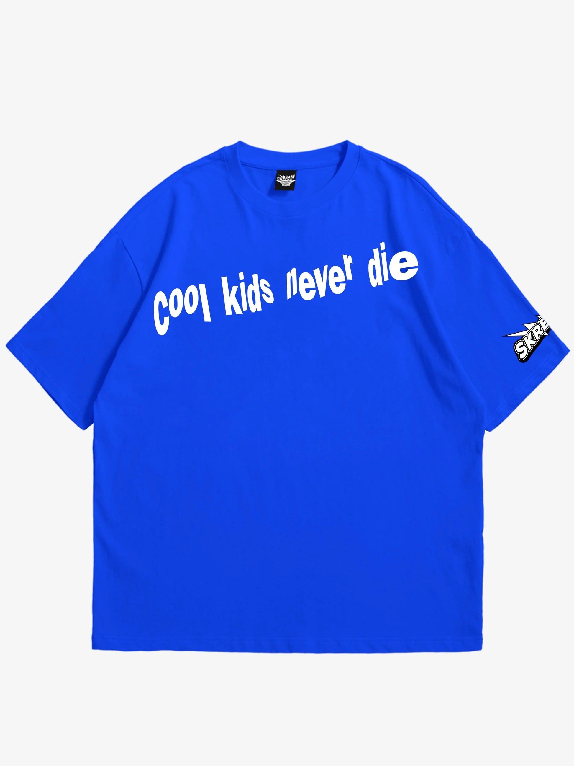 Blue oversized T-shirt, cool kids y2k print, skream streetwear t-shirt 