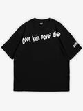 Black oversized T-shirt, cool kids y2k print, skream streetwear t-shirt 