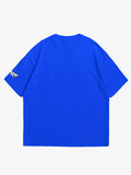 blue oversized t-shirt, graphic y2k print, skream streetwear t-shirt