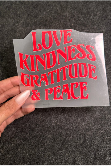 Love • Kindness • Gratitude • Peace – Red Iron-On Patch | SKREAM®