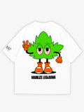 White oversized t-shirt, marilize legijuana graphic y2k print, skream streetwear t-shirt