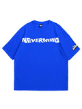 Blue oversized T-shirt, Nevermind nirvana rock music band graphic y2k print, skream streetwear t-shirt 