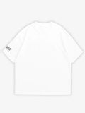 white oversized t-shirt, los angeles california graphic y2k print, skream streetwear t-shirt