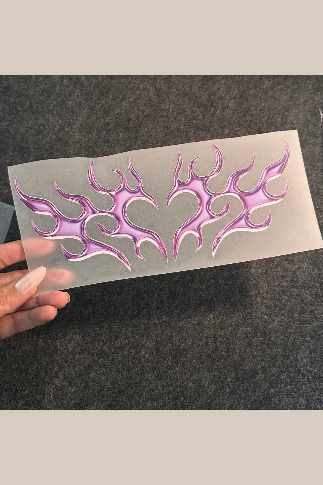 Purple Y2K Fire Heart K-Pop Inspired Iron-On Patch | SKREAM®