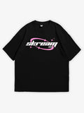 black oversized t-shirt, skream graphic y2k print, skream streetwear t-shirt