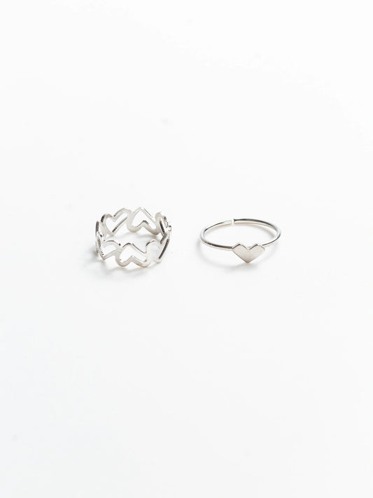 2 Pieces Y2k Heart Ring Set for Women