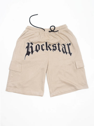 Relaxed Fit Beige Rockstar Shorts for Women