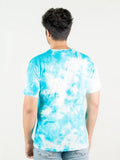 Tie and dye t-shirt for men, sky blue print, skream streetwear t-shirt 