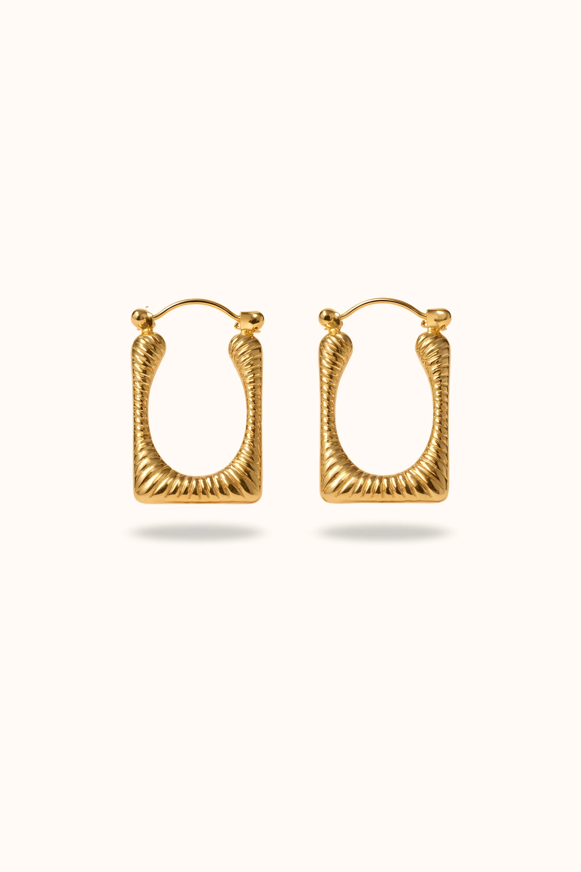 Rectangular 18K Gold Plated Hoop Earrings