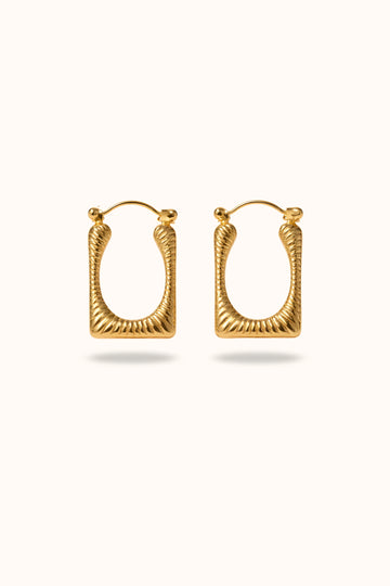 Rectangular 18K Gold Plated Hoop Earrings