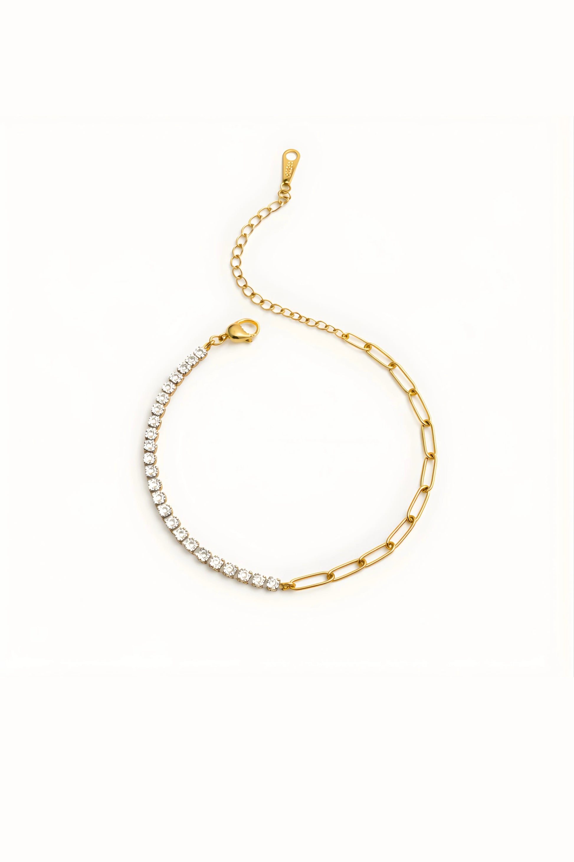 two toned cubic zirconia gold bracelet