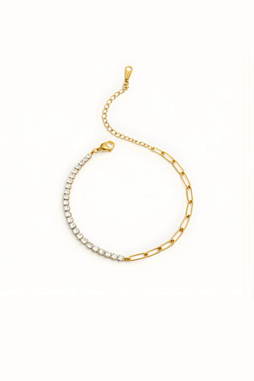 two toned cubic zirconia gold bracelet