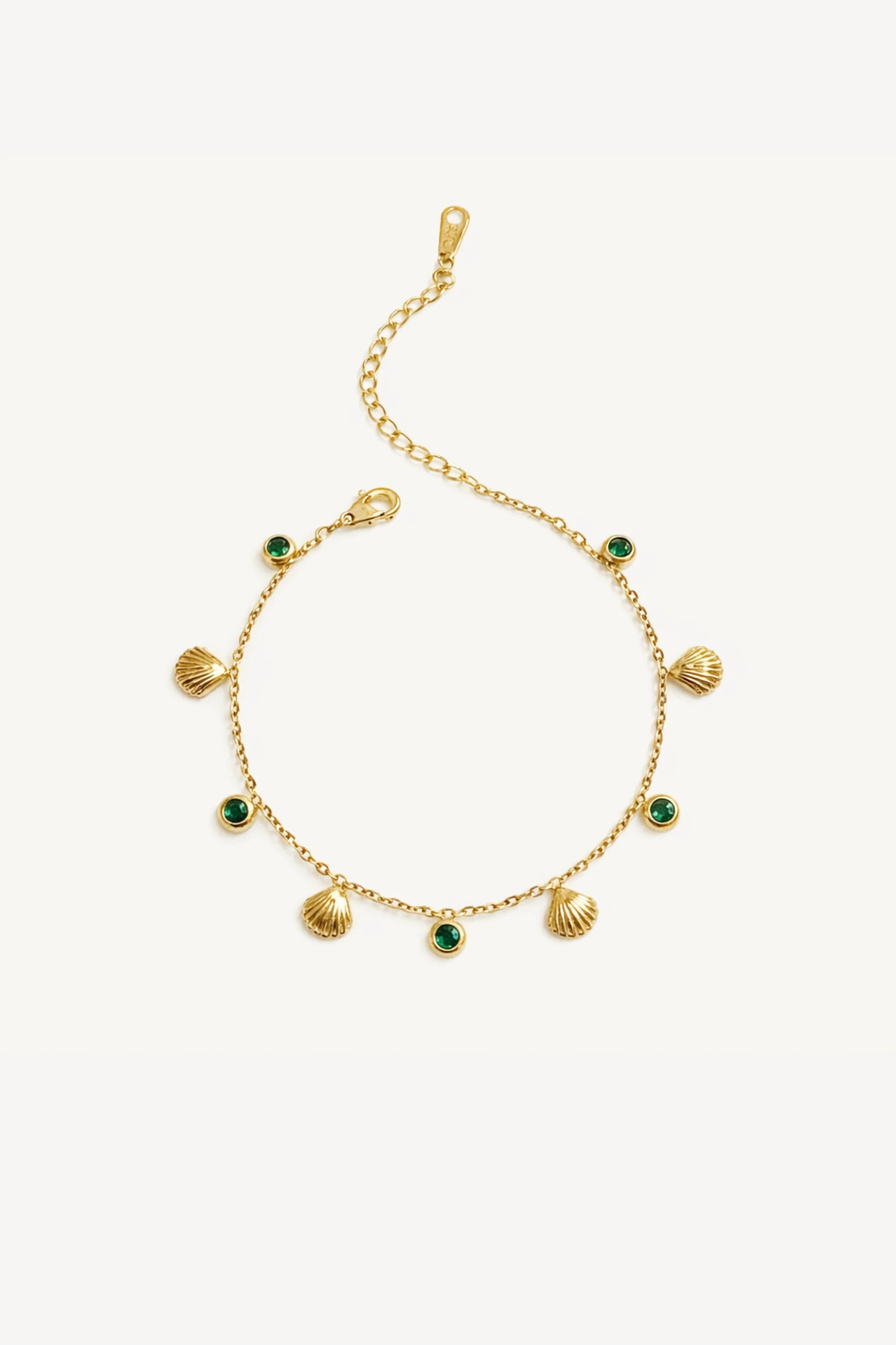shell emerald gold bracelet