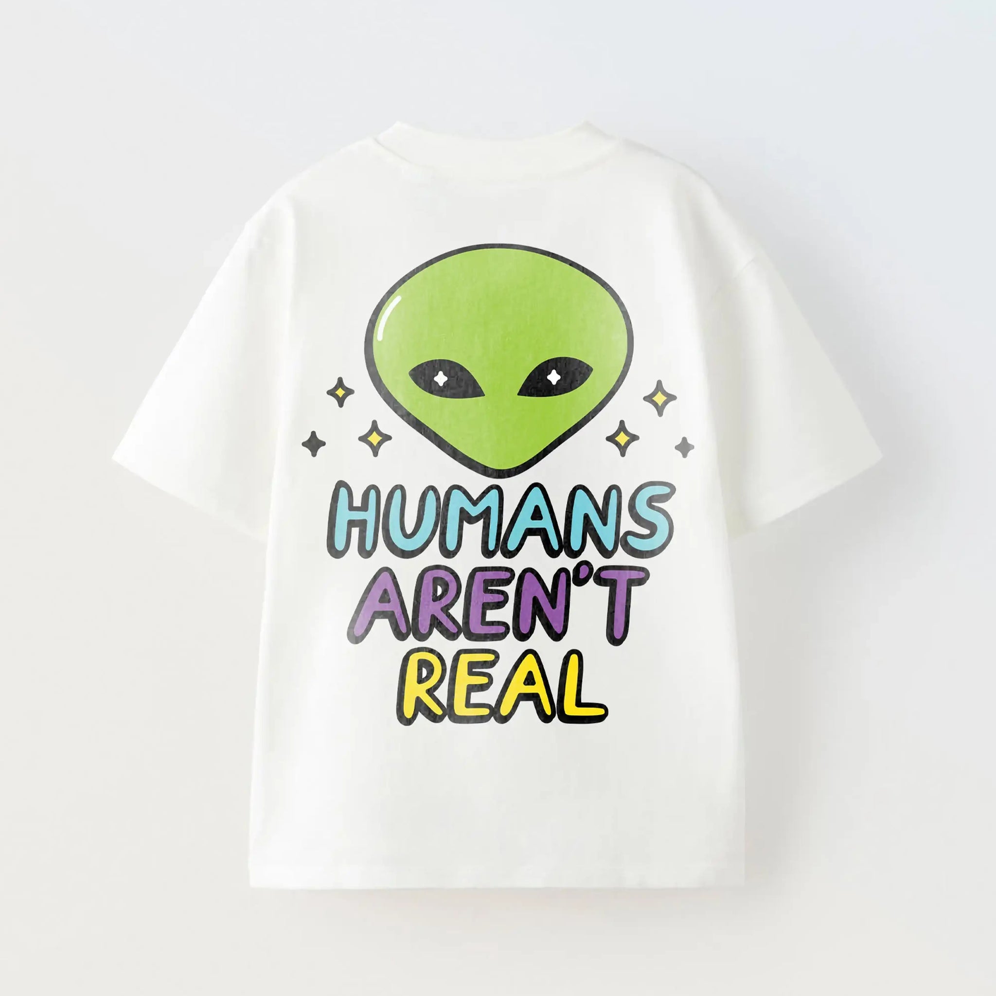 Humans aren't real White Oversized T-shirt