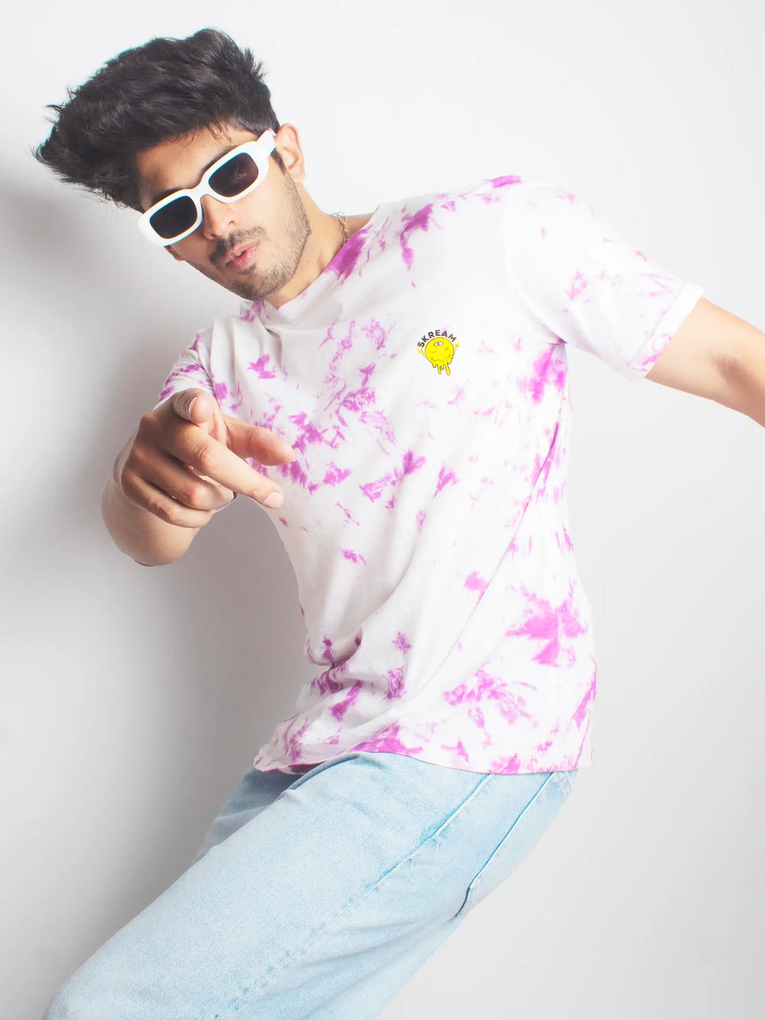 Tie and dye tshirt, lavender print, y2k stylish, skream tshirt