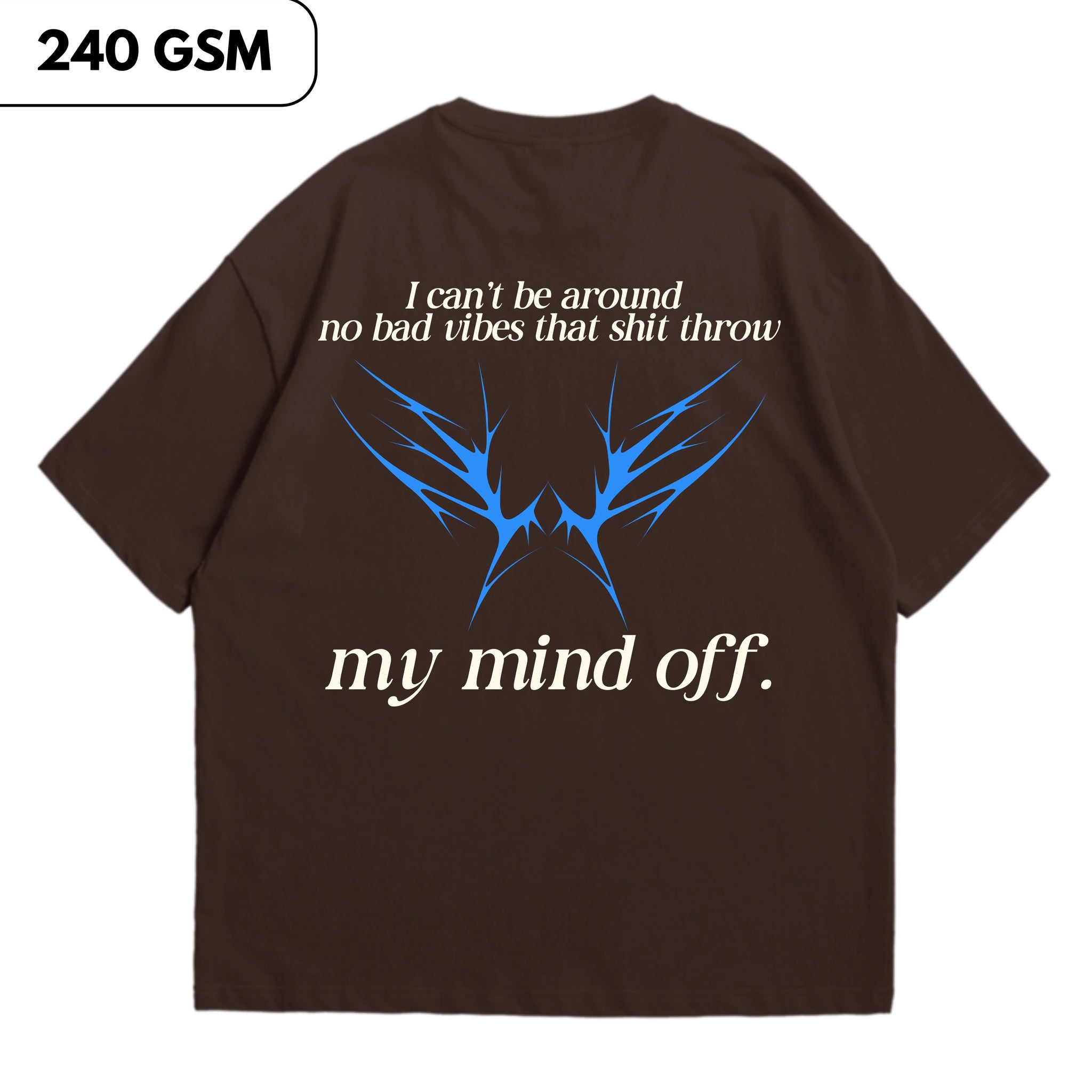 No Bad Vibes Heavy-Weight Brown Oversized T-shirt